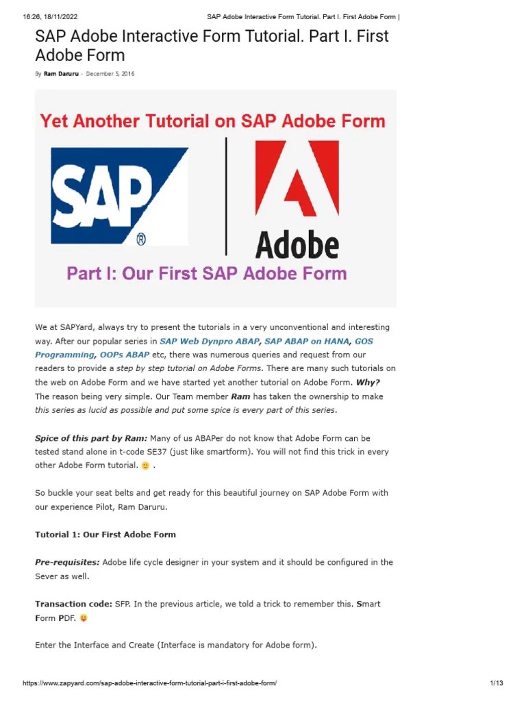 SAP Adobe Interactive Form Tutorial. Part I. First Adobe Form | PDF