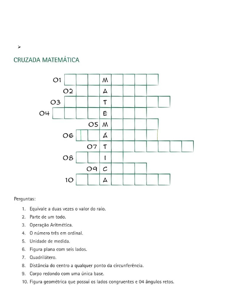 Cruzadinha Matemática | PDF