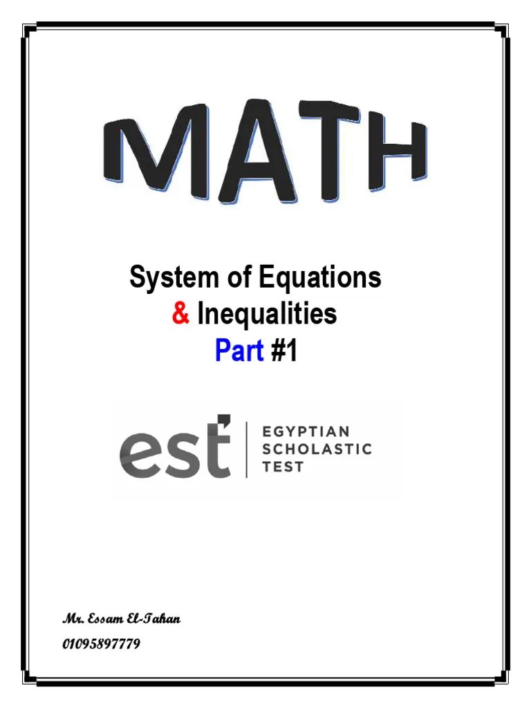 5 - System Of Equations & Inequalities - Part 1 - LT | PDF