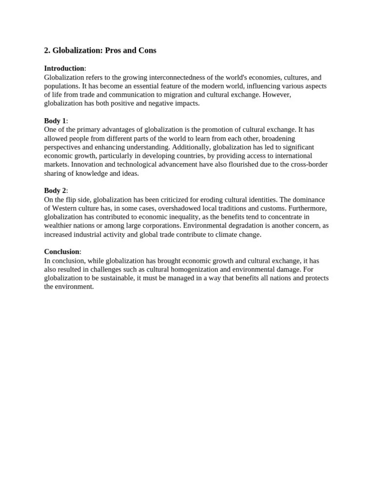 2. Globalization Pros And Cons | PDF
