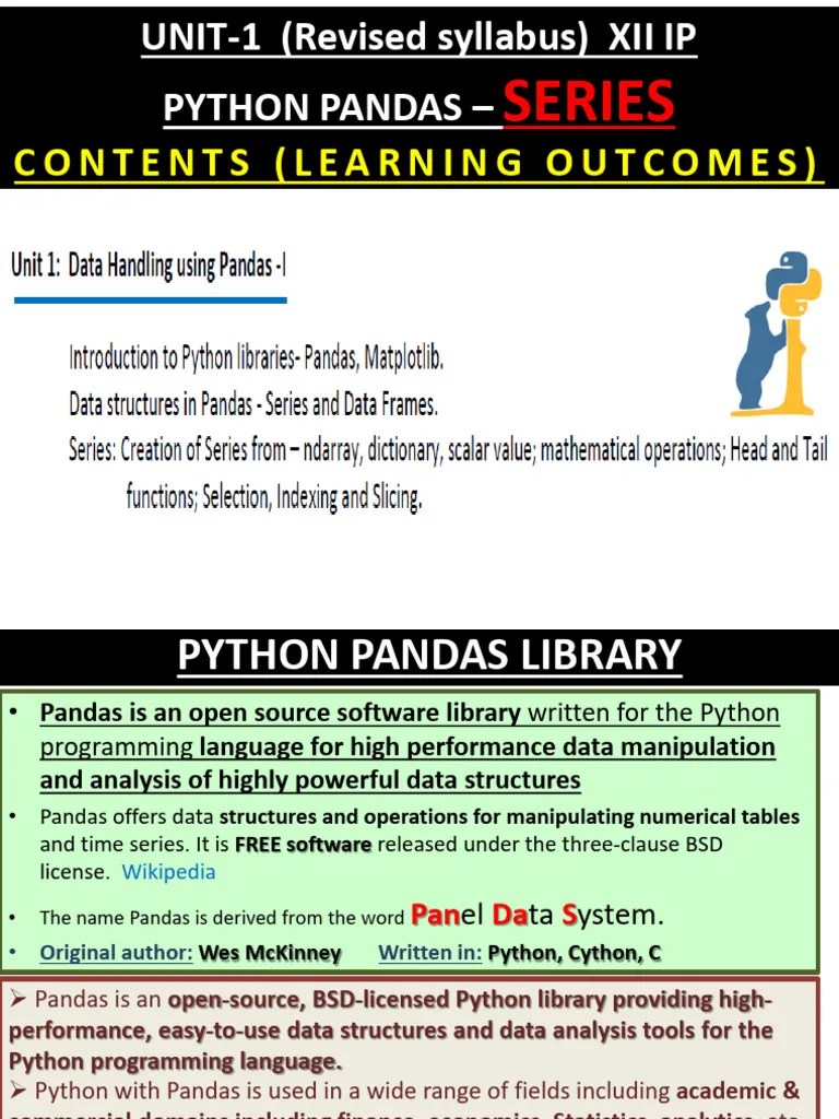Final Pandas Intro And Series | PDF