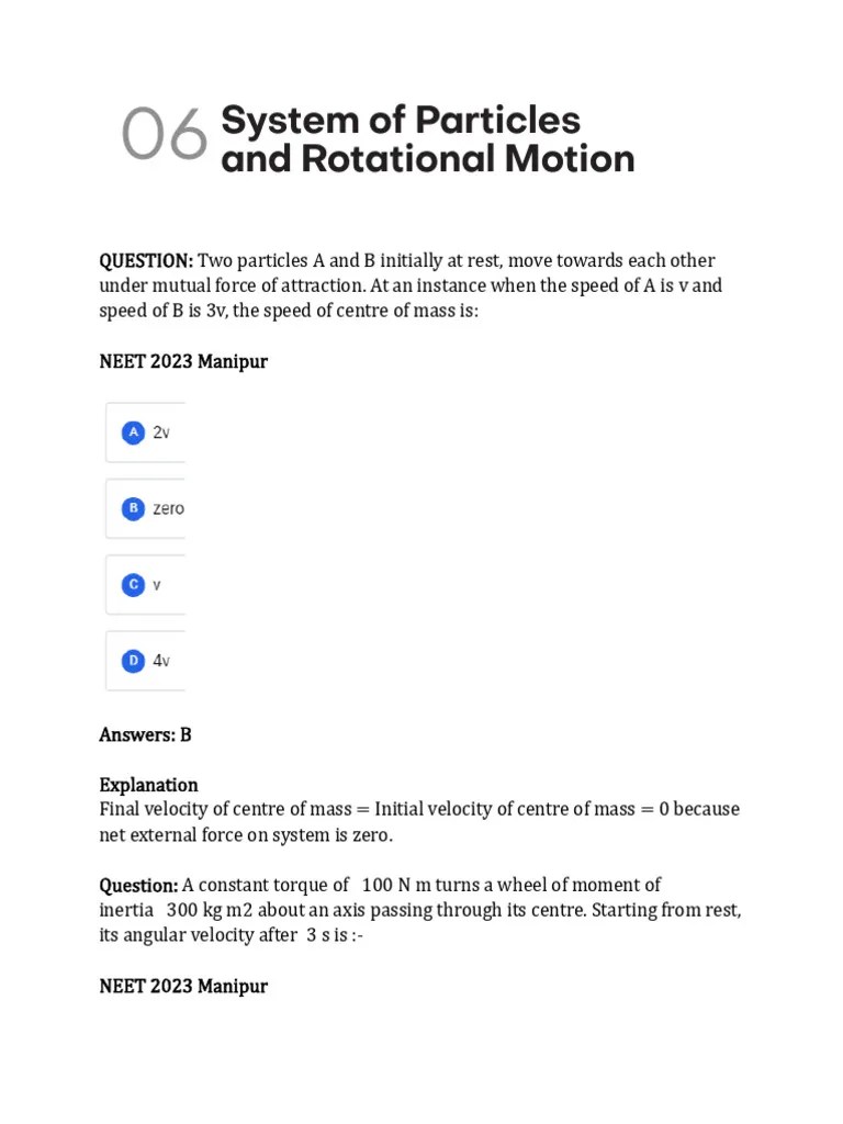 6.sys Of Particles And Rotational Motion | PDF