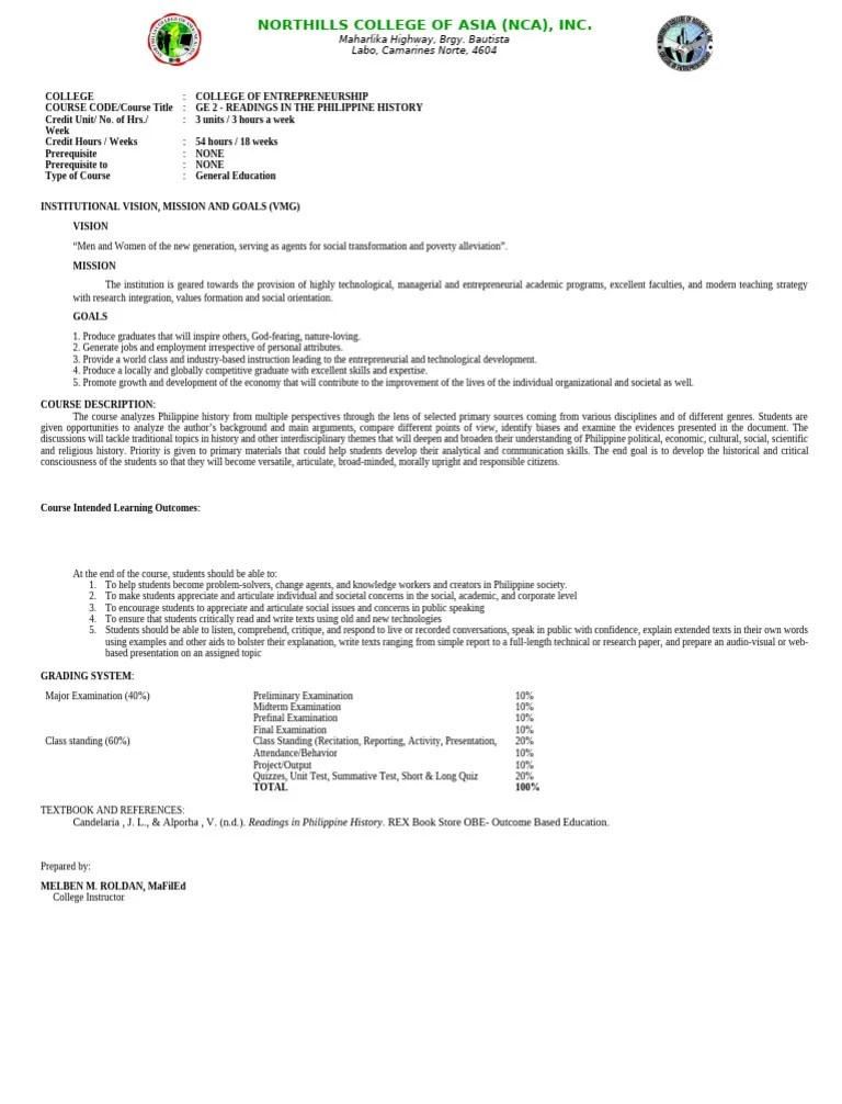 Ge 2 Readings In The Philippine History | PDF | Cognition | Liberal ...