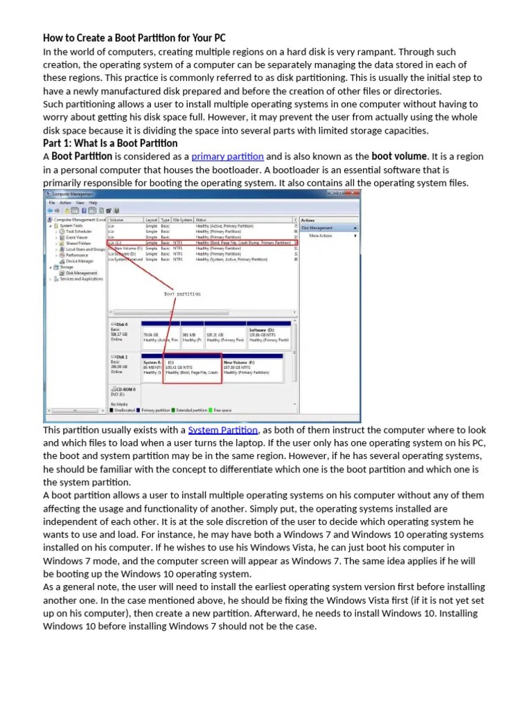 How To Create A Boot Partition For Your PC | PDF | Random Access Memory ...