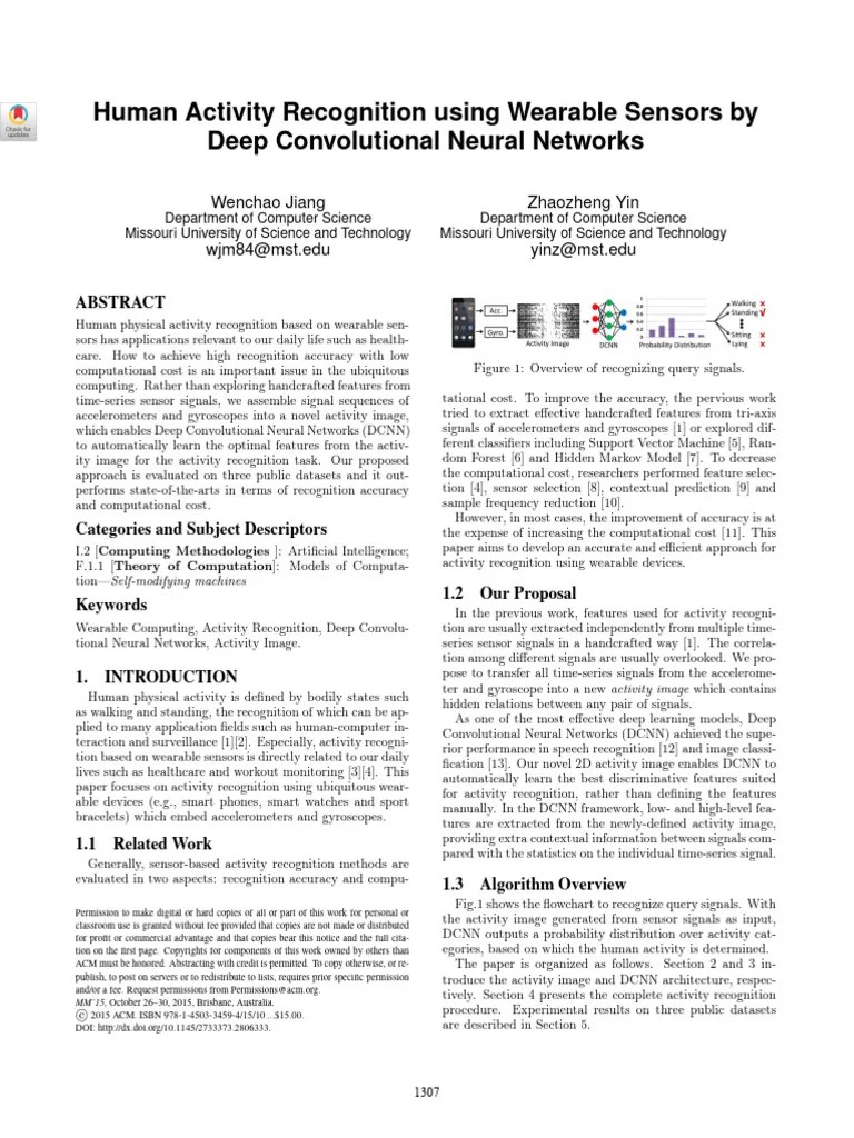 Human Activity Recognition Using Wearable Sensors By Deep Convolutional ...