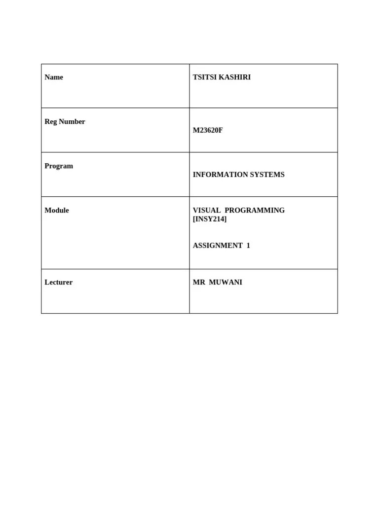 Visual Programming 2.1 | PDF
