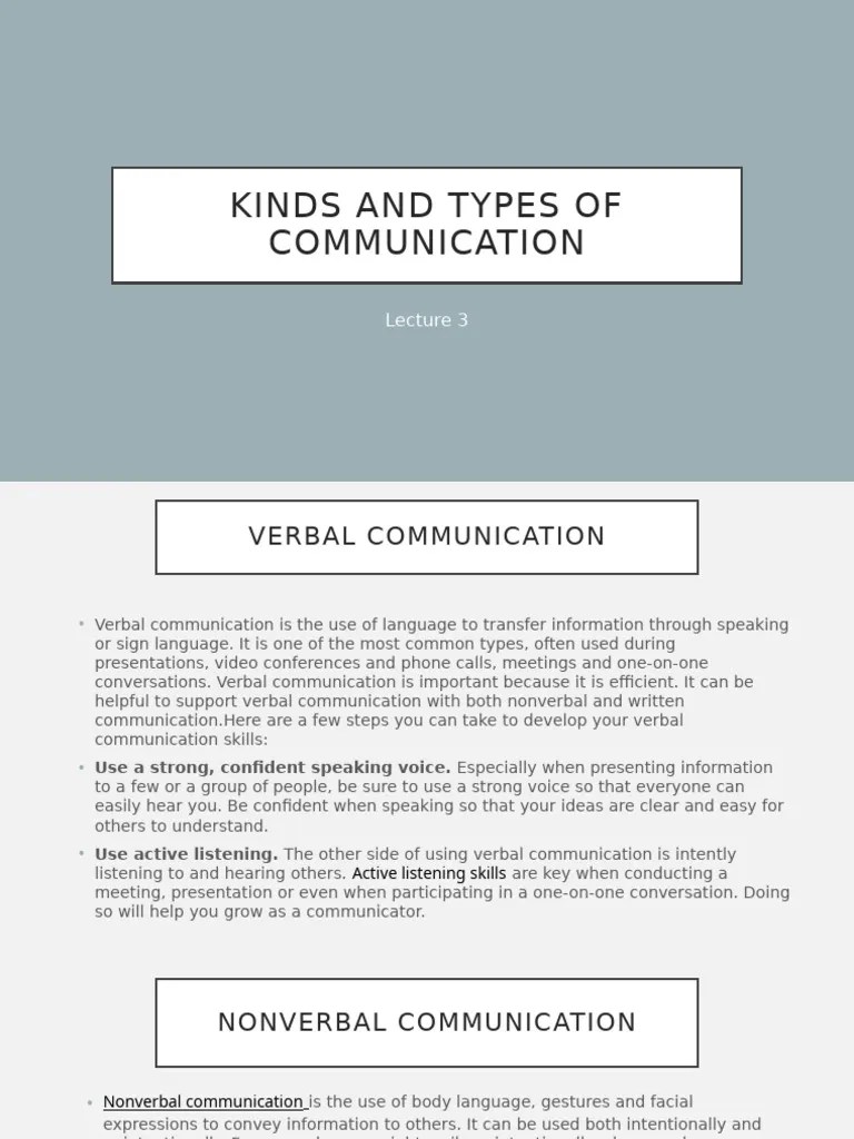 Kinds And Types Of Communication Lec 3 | PDF