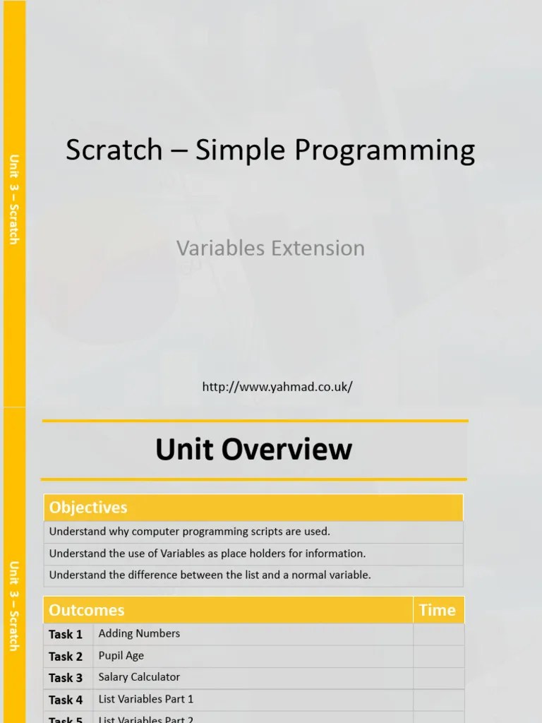 Scratch Variables Extension | PDF