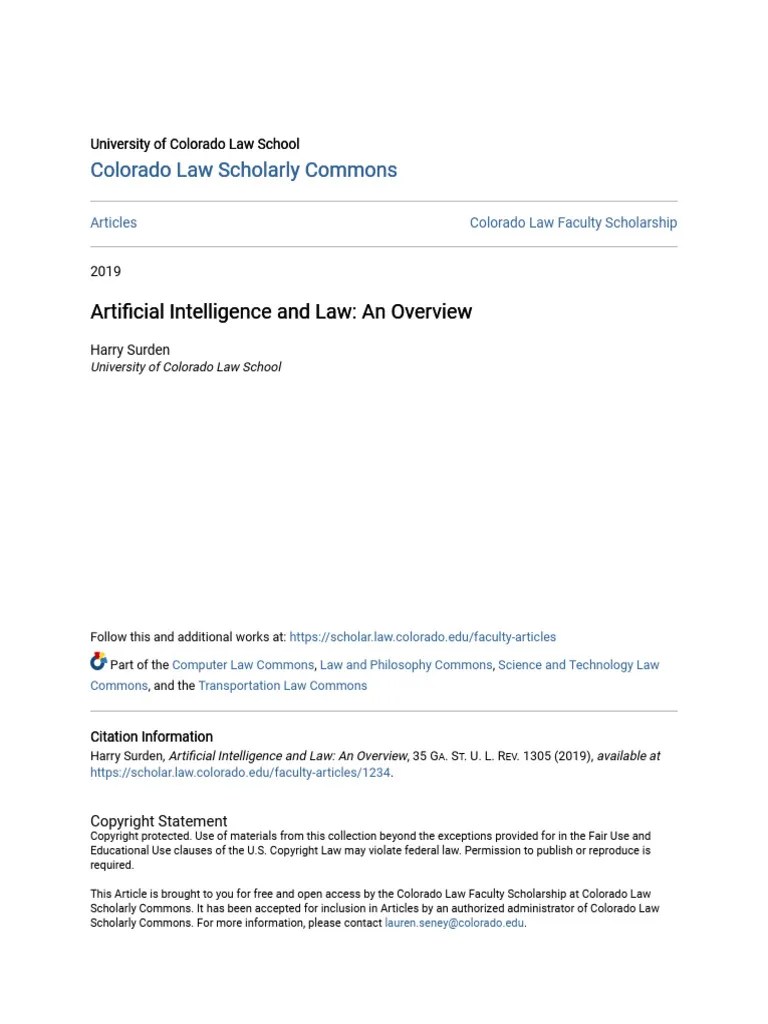 Artificial Intelligence And Law - An Overview | PDF