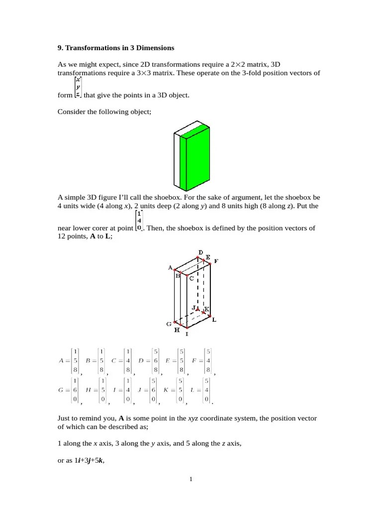 Super 3d Transformations | PDF | Cartesian Coordinate System | Rotation