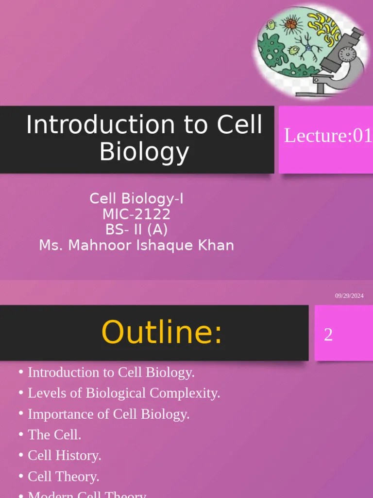 Lecture 01 Introduction To Cell Biology | PDF | Cell (Biology) | Biology
