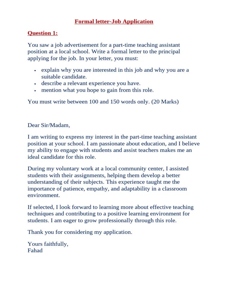 Formal Letter-Job Application | PDF