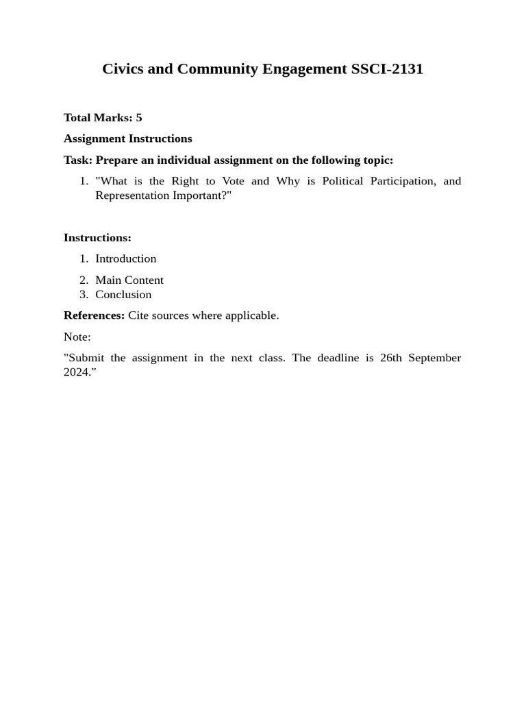 Assignment Civics And Community Engagement Pdf