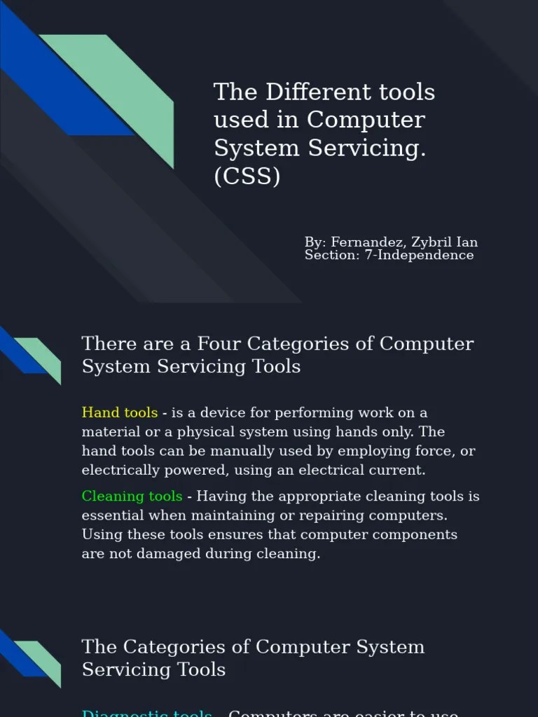 The Different Tools Used In Computer System Servicing. (CSS) | PDF