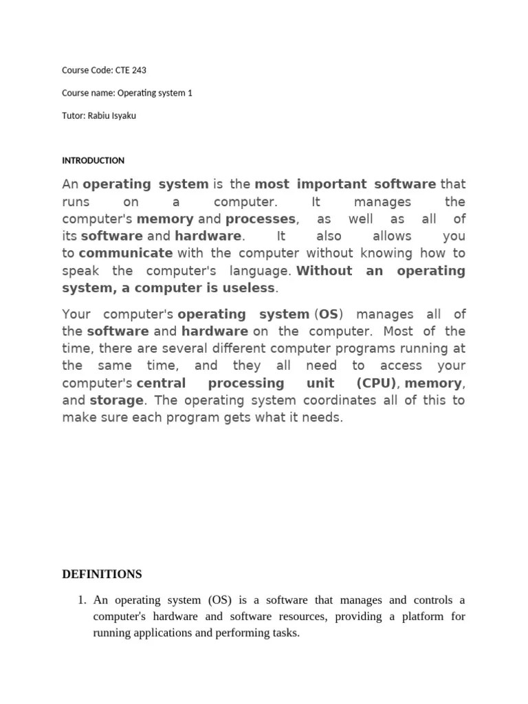 Operating System Module | PDF