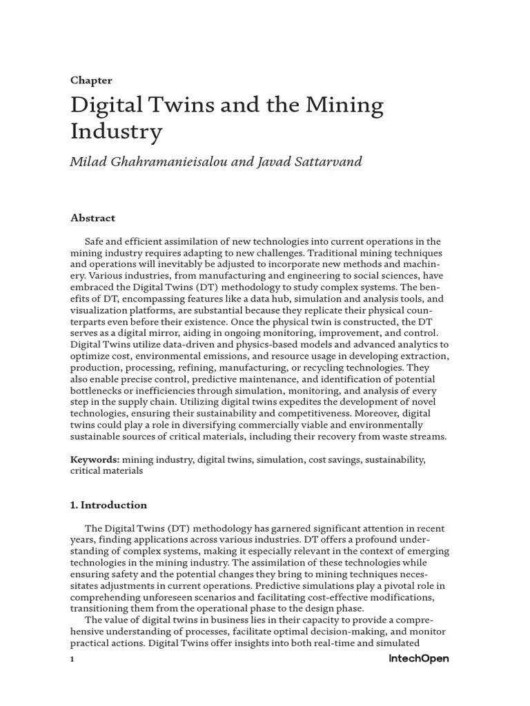 Digital Twins And The Mining Industry | PDF