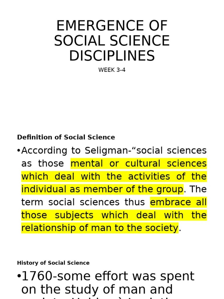 Emergence Of Social Science Disciplines | PDF