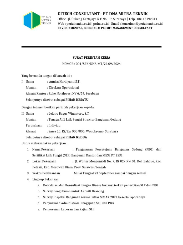 Surat-Perintah-Kerja Lelono | PDF