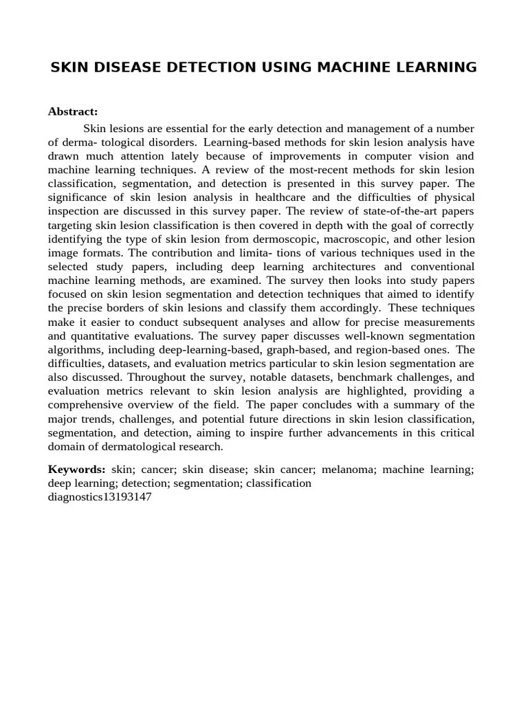 Skin Disease Detection Using Machine Learning | PDF