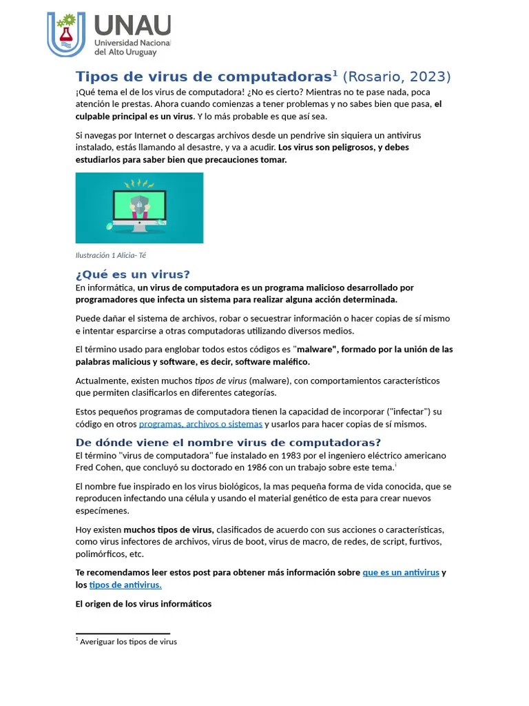 Tipos De Virus De Computadoras | PDF