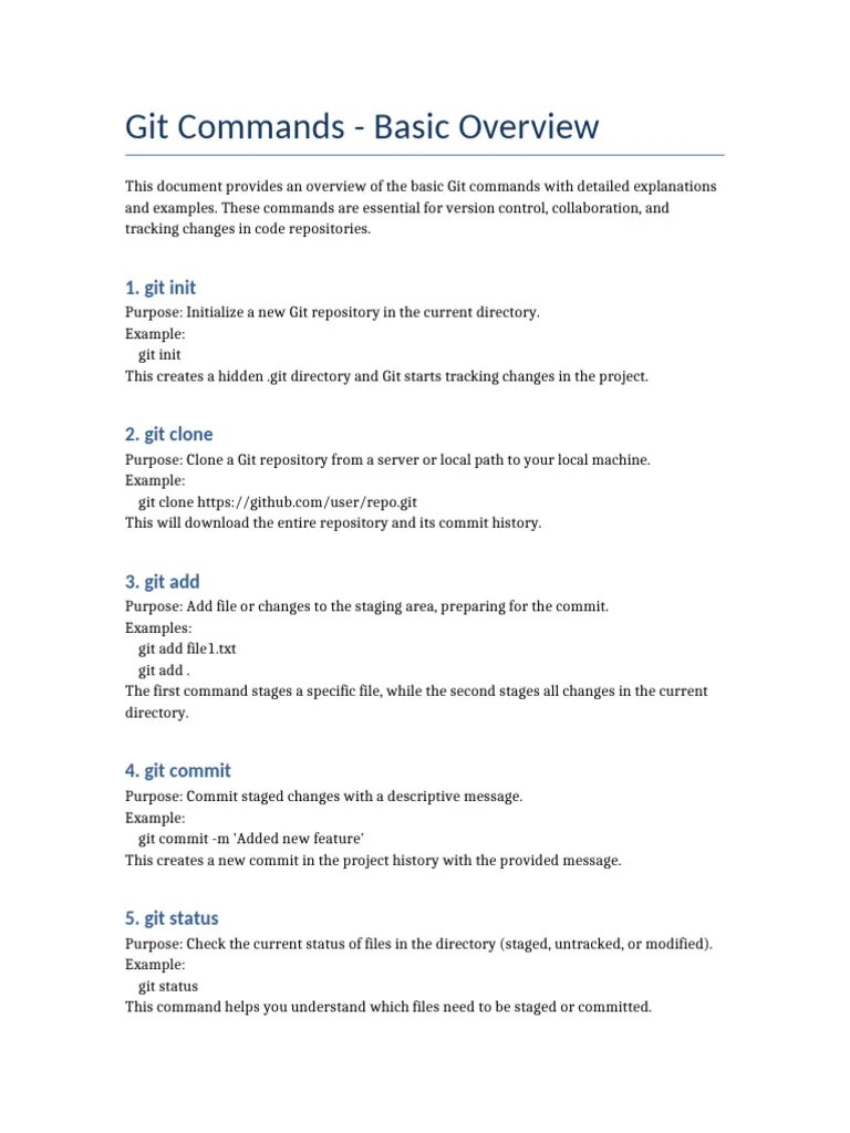 Git Basic Commands Report | PDF