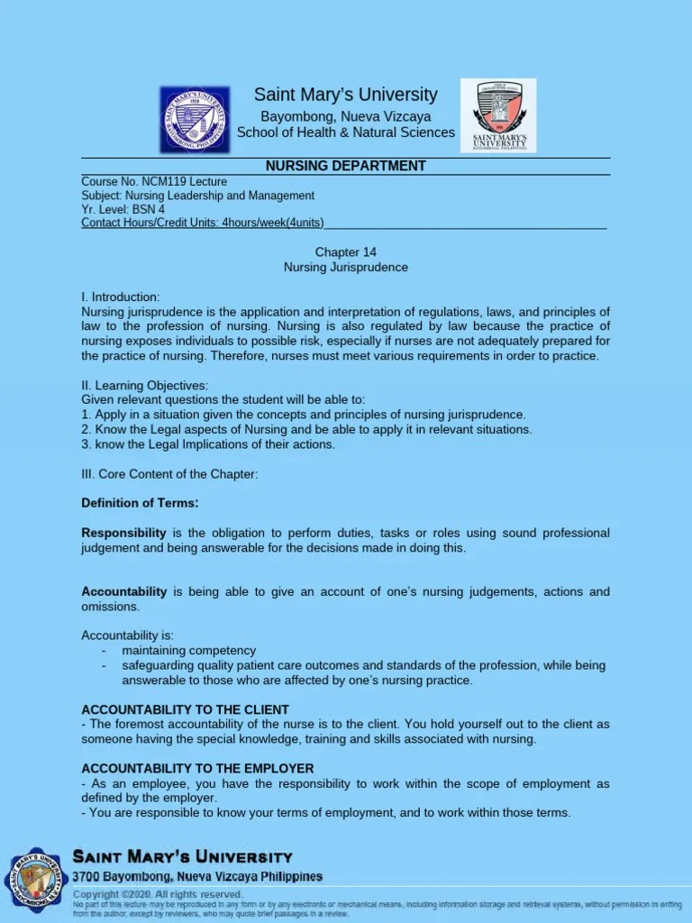 Nursing Jurisprudence | PDF