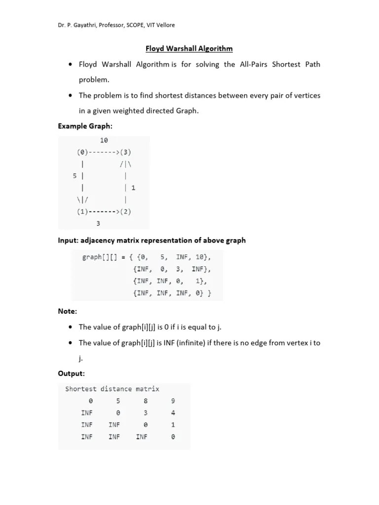 Floyd Warshall Algorithm | PDF