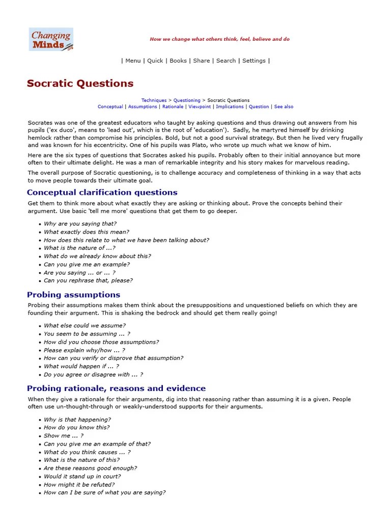 Socratic Questioning | PDF
