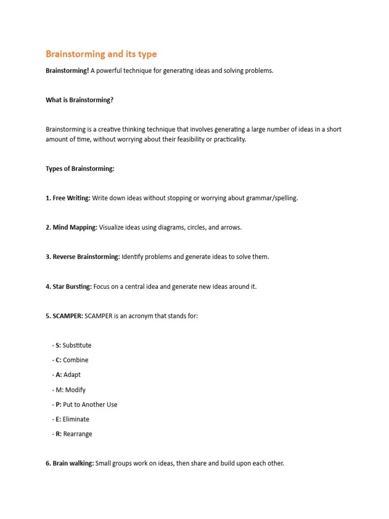 Brainstorming And Its Types | PDF