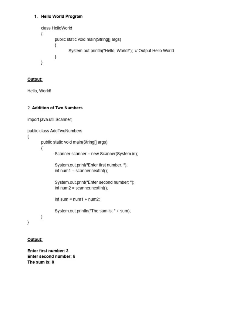 Basic Java Program | PDF | Constructor (Object Oriented Programming ...