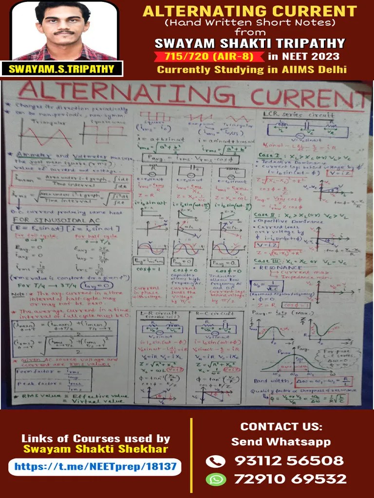 Alternating Current Short Notes | PDF
