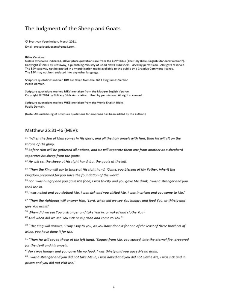 Sheep And Goats Judgment | PDF