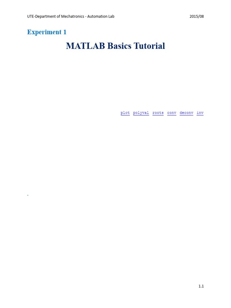 01 - MATLAB Basics Tutorial - A | PDF