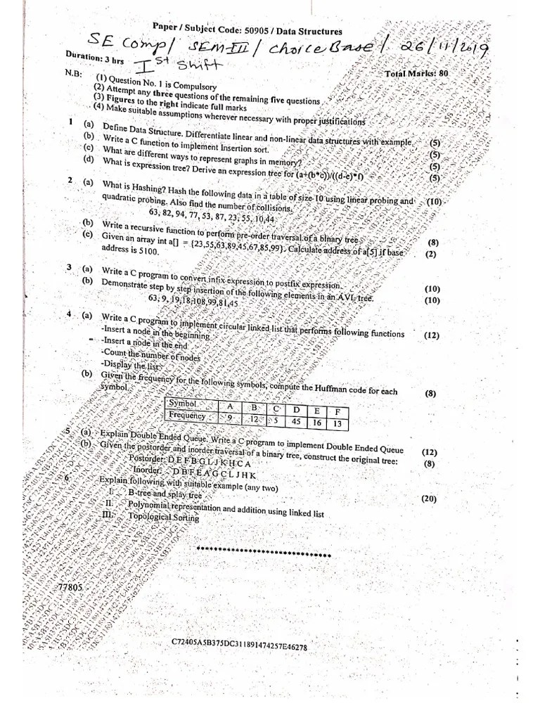 Sem III Question Paper Cbcgs Syllabus As Per 2016 Computer Branch | PDF