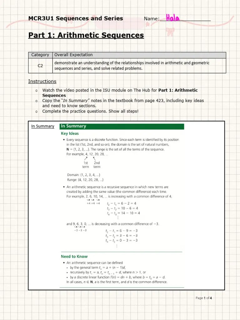 Part 1 Arithmetic Sequences 2024 | PDF
