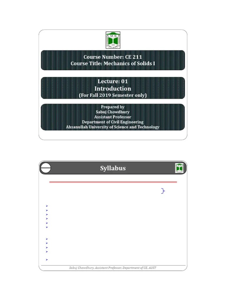 CE 211 Lecture 01 (Introduction) | PDF