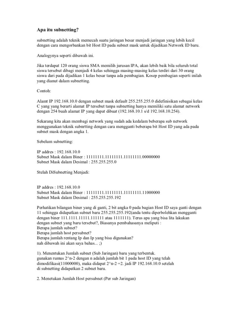 Apa Itu Subnetting | PDF