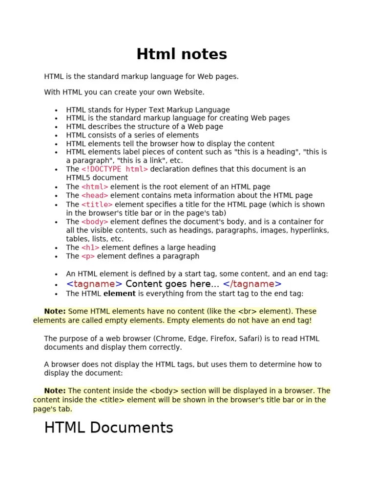 HTML Notes | PDF
