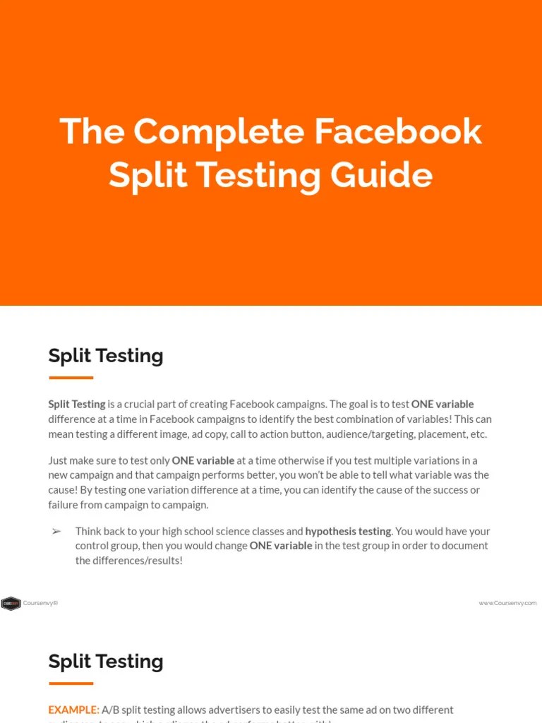 17 The Complete Facebook Split Testing Guide 8-1-2021 | PDF