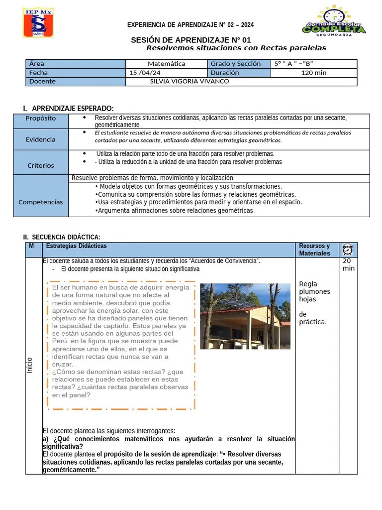 01 SESIÓN DE APRENDIZAJE UNIDAD 2 5º A Y B 2024 | PDF