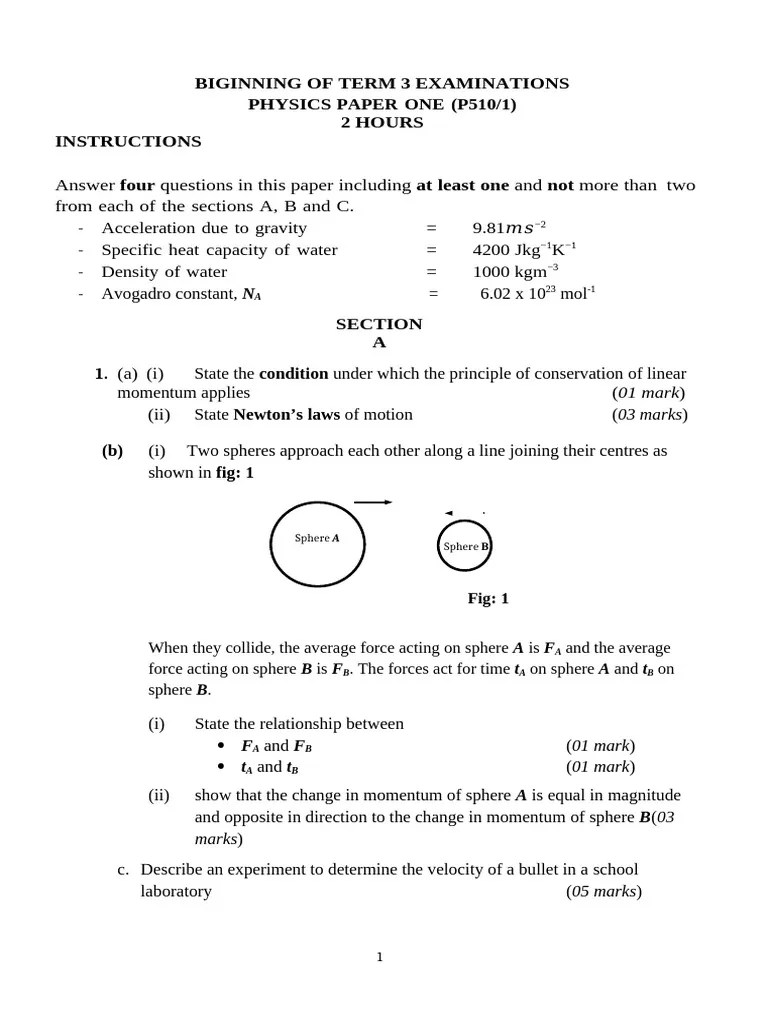 S.5 Physics 1 BOT | PDF