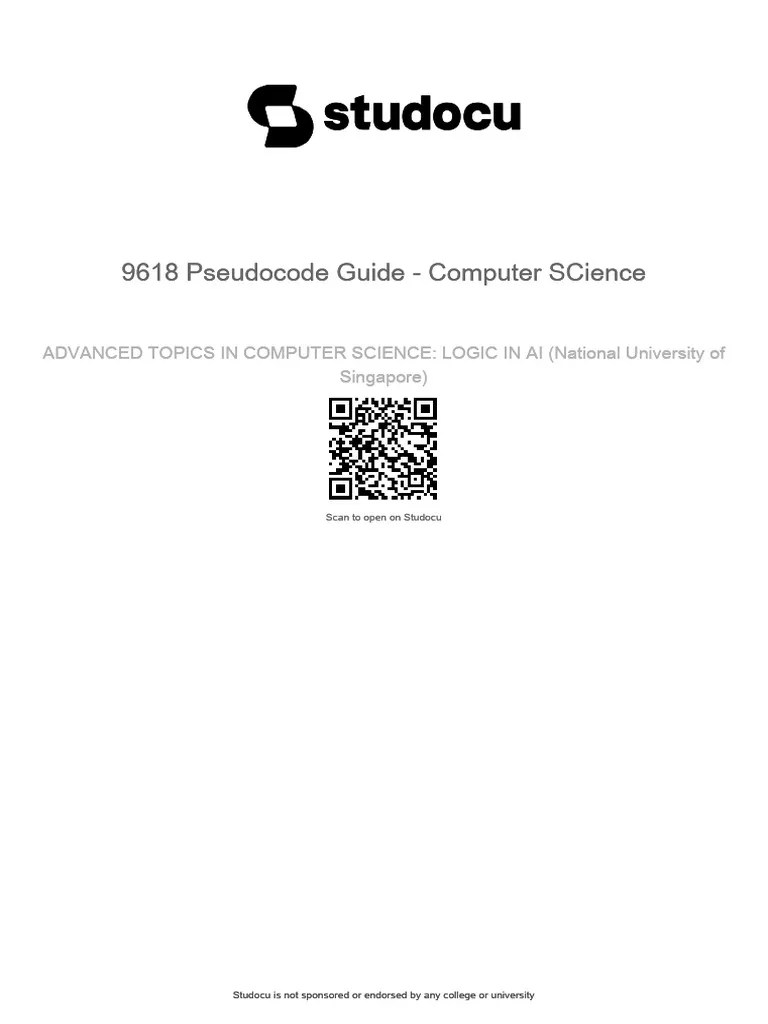 9618 Pseudocode Guide Computer Science | PDF
