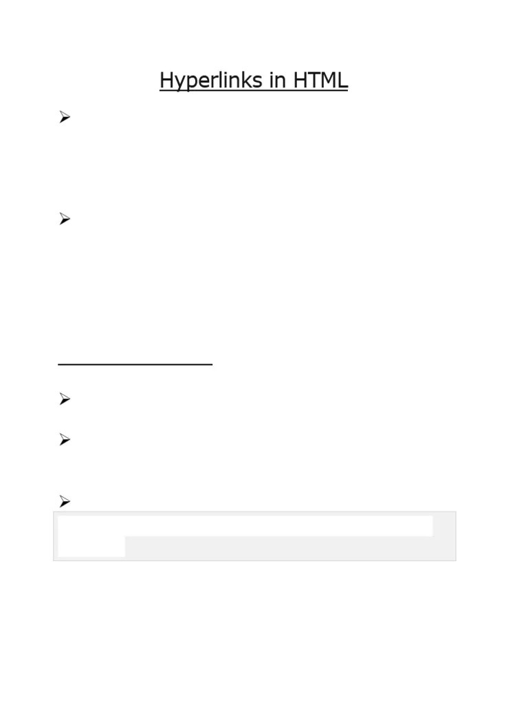 Hyperlinks In HTML | PDF