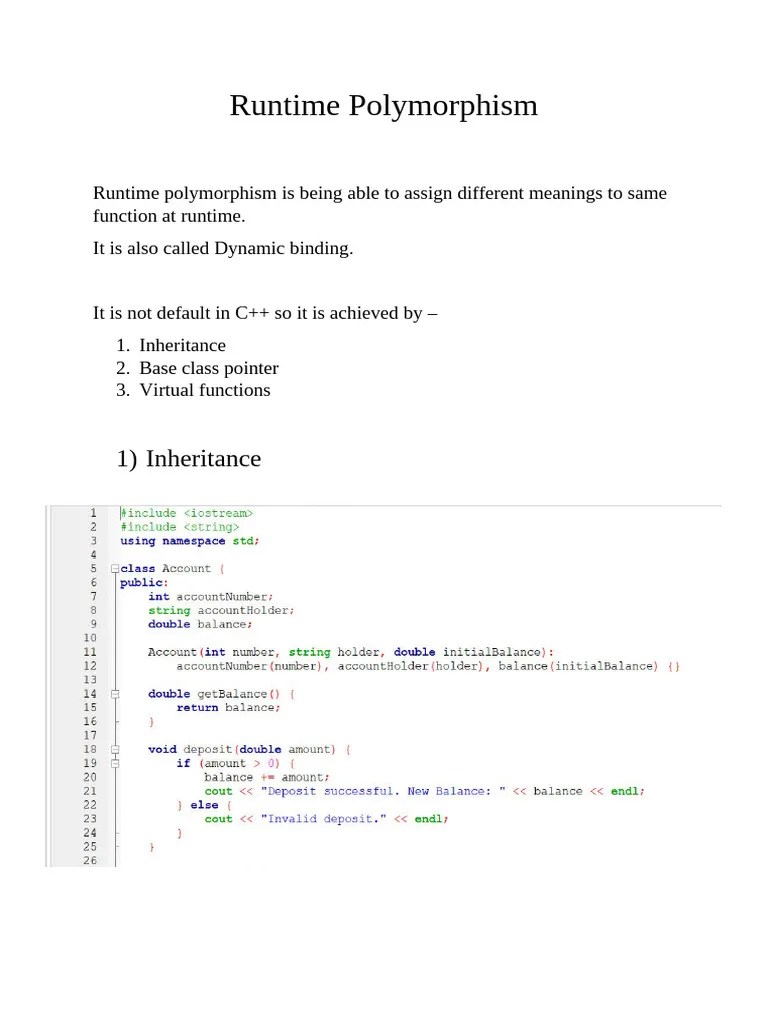 Runtime Polymorphism | PDF