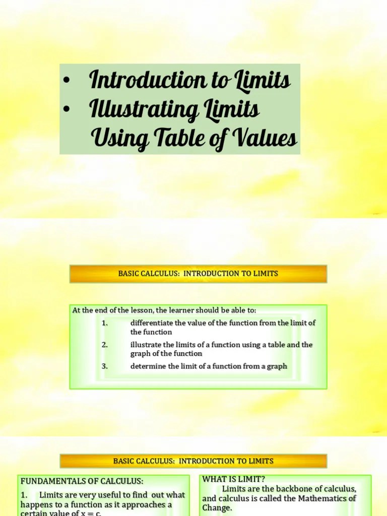 Introduction To Limits_Illustrating Limits Using Tables | PDF