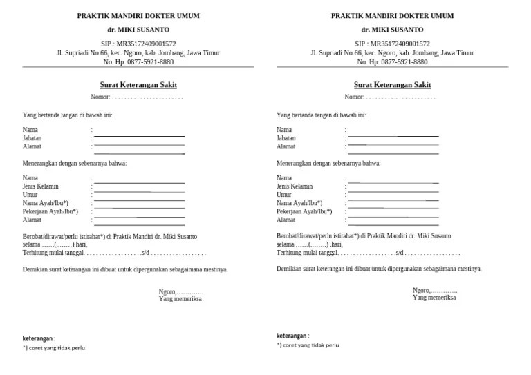 SURAT KETERANGAN SAKIT | PDF