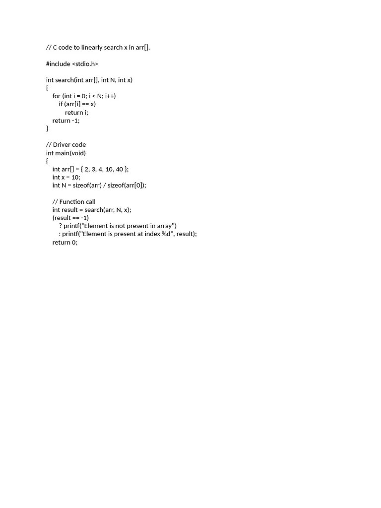 Linear Search.c | PDF