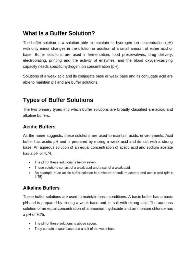 Buffer Solution | PDF | Buffer Solution | Acid