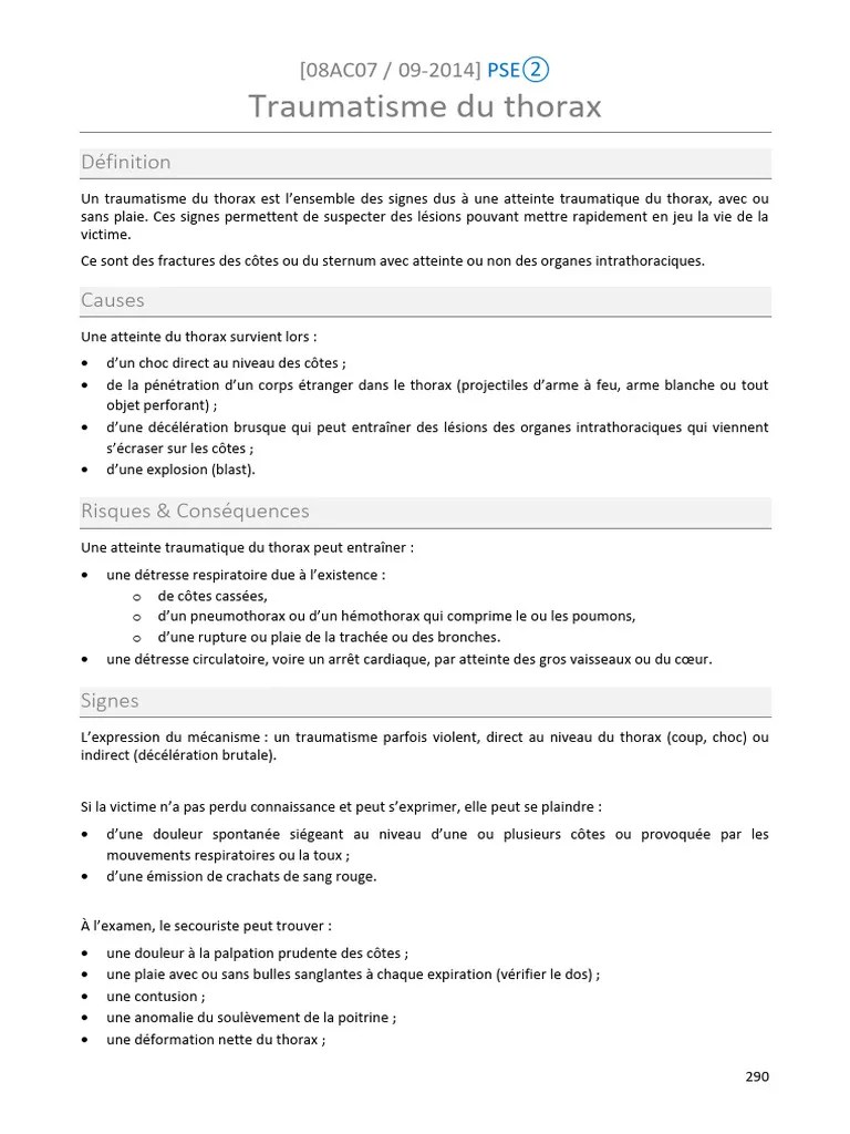 Traumatisme Du Thorax Recommandations | PDF