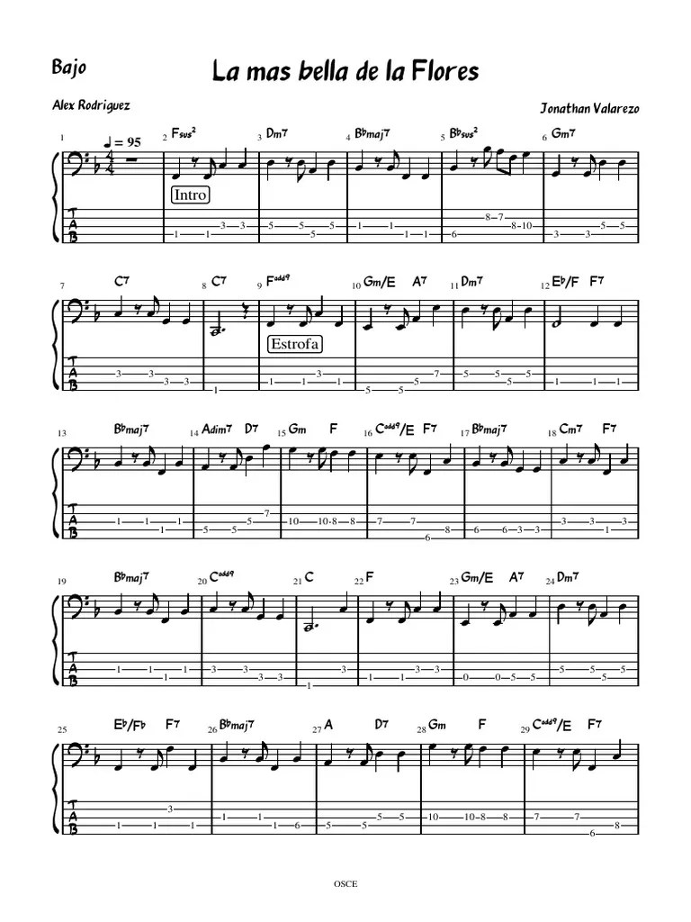 La Mas Bella De Las Flores BAJO | PDF